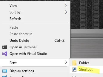 create desktop shortcut