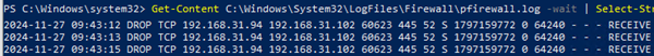 grep view firewall log file