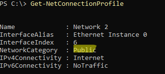 powershell - check network connection profile