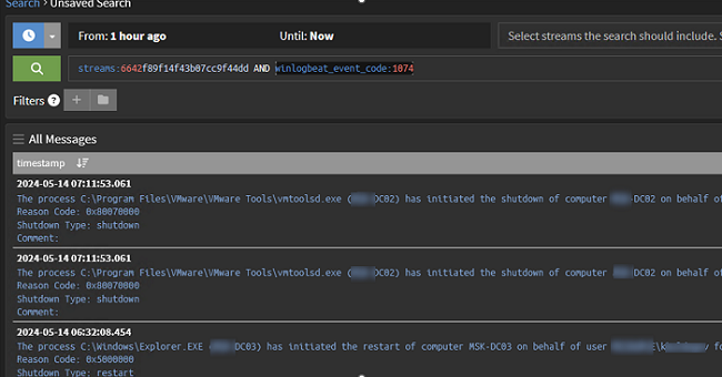 Searching Windows event logs in raylog