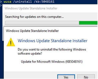 wusa /uninstall KB