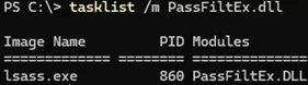 Check PassFiltEx.dll is loaded in lsass.exe