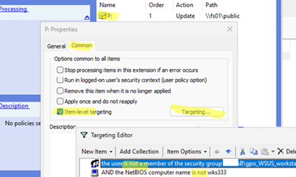 Create exclusion rule in Group Policy Preferences using Item-Level Targeting