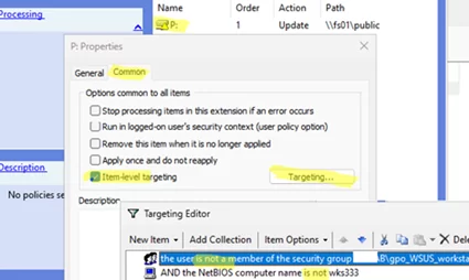 Create exclusion rule in Group Policy Preferences using Item-Level Targeting