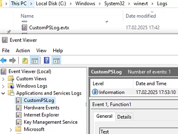 Creating a custom Windows log in Event Viewer