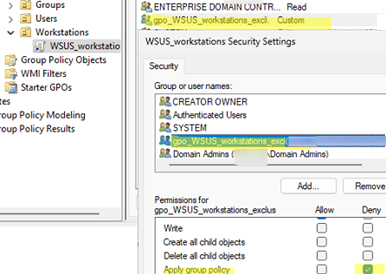 Deny for 'Apply Group Policy' permission for a specific AD group