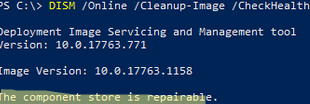 DISM /Online /Cleanup-Image - The component store is repairable 