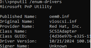 pnputil /enum-drivers - list loaded drivers in WinPE