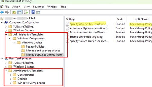 Resultant Set of Policy - view configured policy options