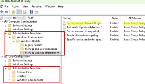 Resultant Set of Policy - view configured policy options
