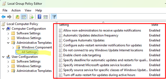 view all enabled local GPO settings