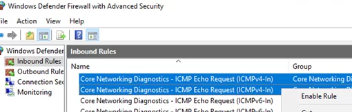 Enable ICMP Echo Request (ICMPv4-In) in Windows Firewall