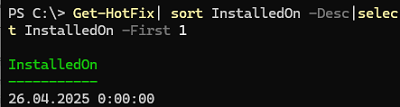 get date of last successfully installed update 
