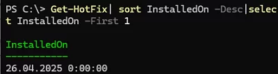 get date of last successfully installed update 