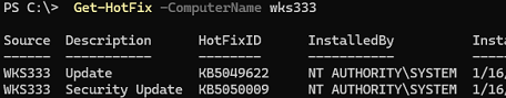 Get-HotFix from remote computer