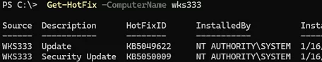 Get-HotFix from remote computer