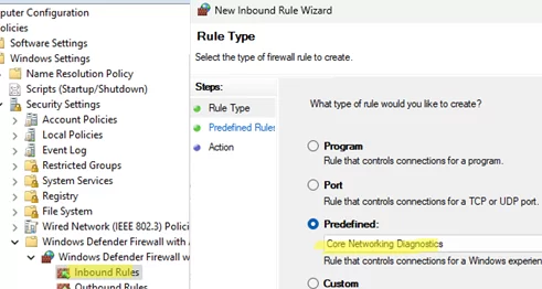GPO: Enable predefined rule in firewall 