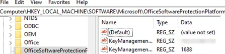 KeyManagementServiceName parameter in registy