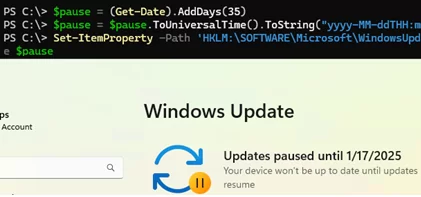 Pausing Windows Update using PowerShell