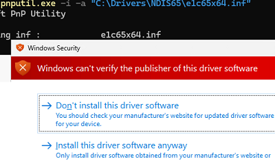 pnputil install unsigned driver