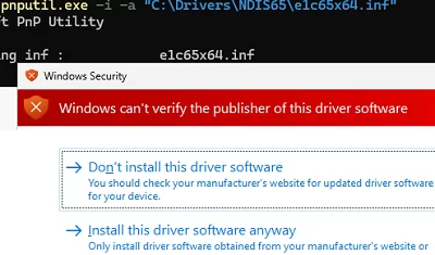 pnputil install unsigned driver