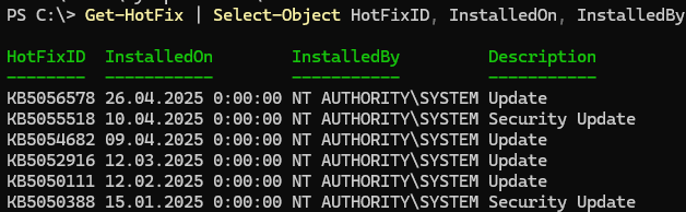 PowerShell - Get-HotFix 