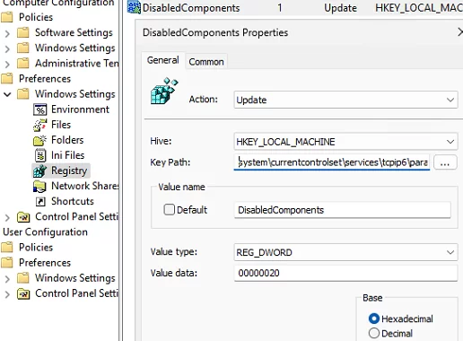 Set IPv4 priority using GPO
