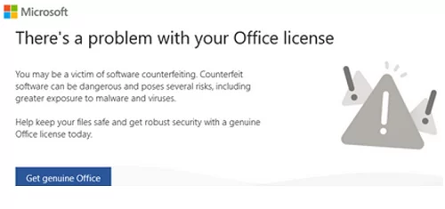 There’s a problem with your Office license You may be a victim of software counterfeiting