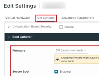 VM - switch firmware to EFI