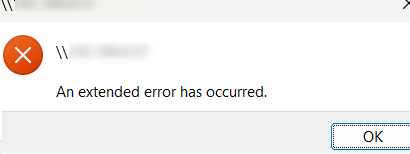 An extended error has occurred when mapping network drive in Windows 11