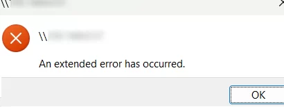 An extended error has occurred when mapping network drive in Windows 11