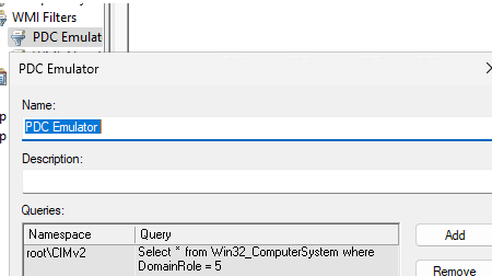 GPO: Add WMI filter for PDC
