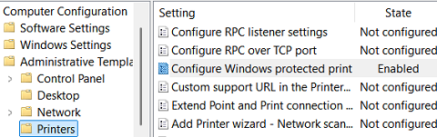 GPO option: Configure Windows protected print 