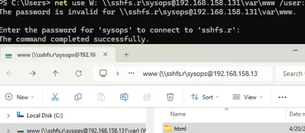 map network drive over ssh using net use