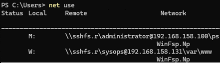 net use - list mapped folders