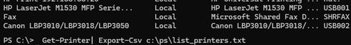 PowerShell - list installed printers and drivers