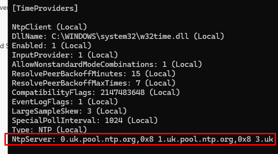 w32tm /query /configuration 
