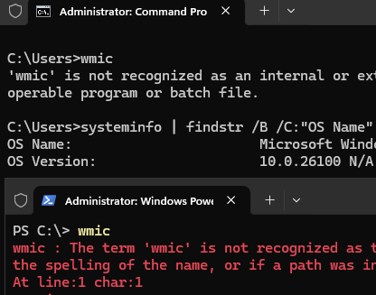wmic is not recognized as an internal command