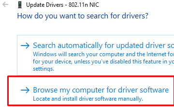 Browse my computer for driver software 