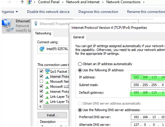 change the IP address on a domain controller