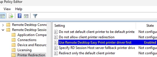 GPO option: Use Remote Desktop Easy Print driver first