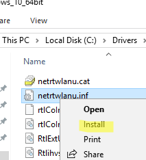 Install the driver using INF file