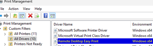 Remote Desktop Easy Print driver 