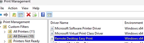 Remote Desktop Easy Print driver 