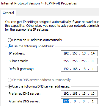 Set Preferred/Alternate DNS servers on a domain controller 