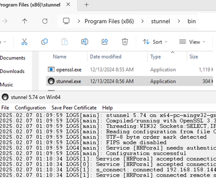 stunnel server connection log on windows 