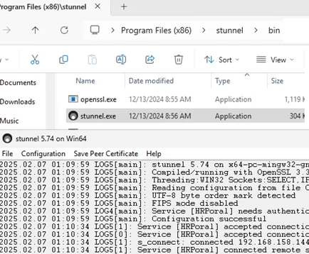 stunnel server connection log on windows 