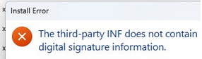 The third-party INF does not contain digital signature information. 