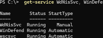 Check Microsoft Defender services status