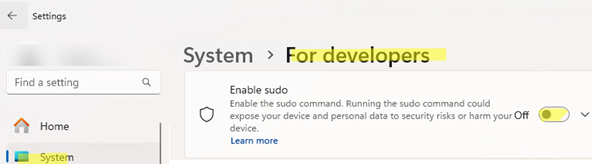 Enable sudo on Windows 11 